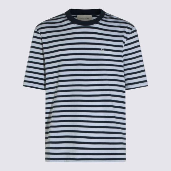  아미 반팔 티셔츠 알렉상드르 마티우시 화이트 앤 블루 코튼 티셔츠