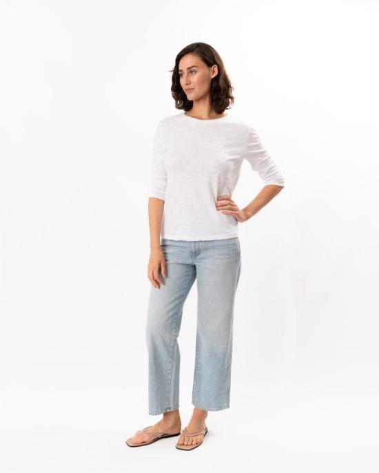  엘리엇 로렌 긴팔 티셔츠 3/4 소매 러플 티셔츠 화이트 - ELLIOTT LAUREN