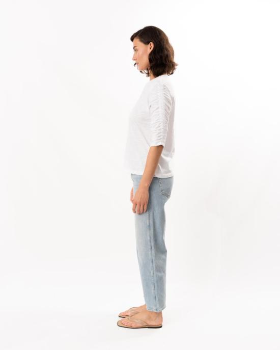  엘리엇 로렌 긴팔 티셔츠 3/4 소매 러플 티셔츠 화이트 - ELLIOTT LAUREN