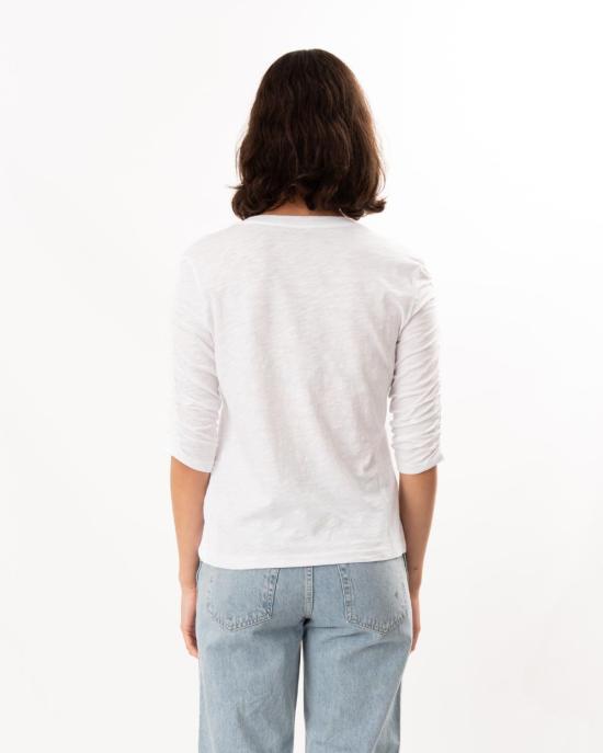  엘리엇 로렌 긴팔 티셔츠 3/4 소매 러플 티셔츠 화이트 - ELLIOTT LAUREN