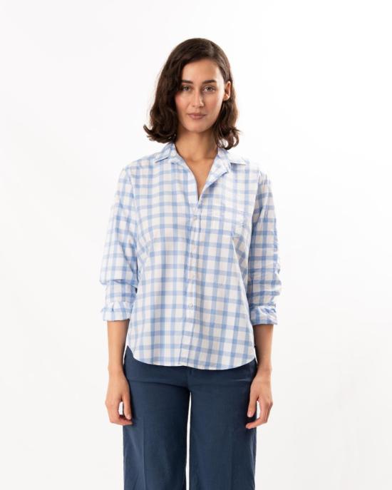  프랭크 앤 에일린 셔츠 프랭크 & 아일린 아일린 릴렉스 버튼업 셔츠 라이트 블루 체크