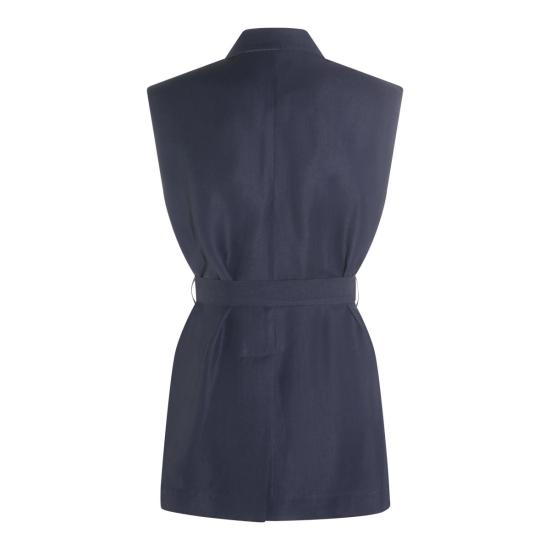  브루넬로 쿠치넬리 민소매 티셔츠 Brunello Cucinelli 다크 블루 비스코스 탑 - BRUNELLO CUCINELLI