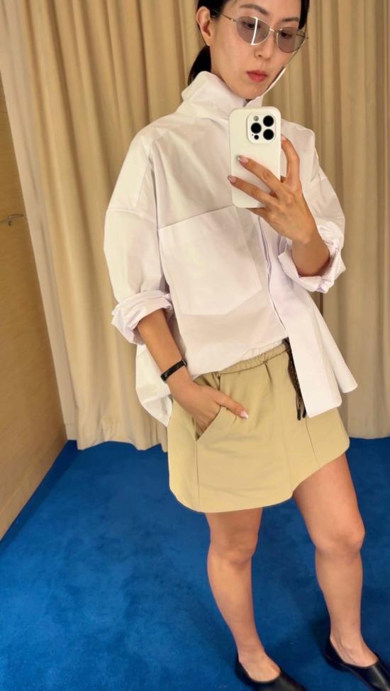  더 엔케이씨 스토어 블라우스 NKC 스토어 하이 칼라 버튼다운 탑