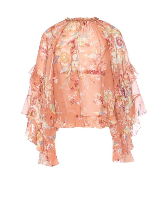  짐머만 블라우스 지머만 어웨이큰 러플  핑크 - ZIMMERMANN