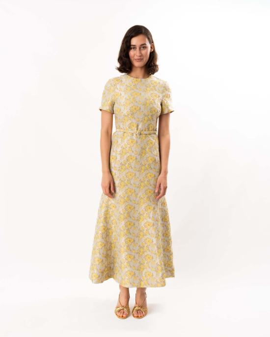  조나단 심카이 롱 원피스 Jonathan Simkhai Caraline 자카드 미디 드레스 버터크림