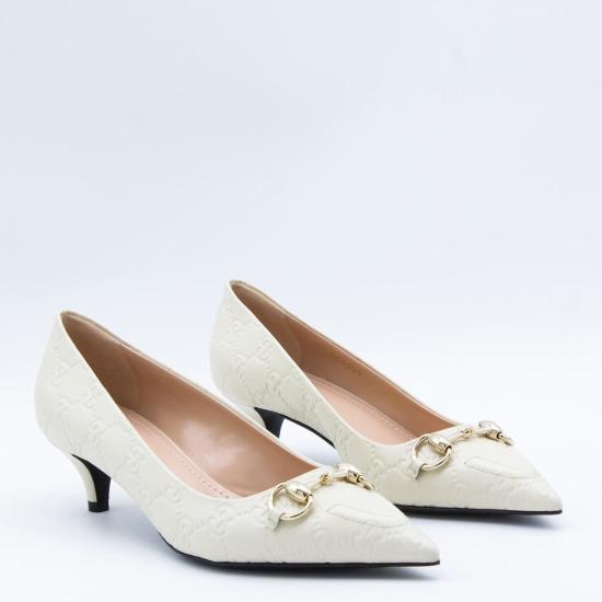  구찌 힐/펌프스 화이트 가죽 펌프스 - GUCCI