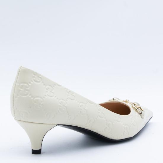 구찌 힐/펌프스 화이트 가죽 펌프스 - GUCCI
