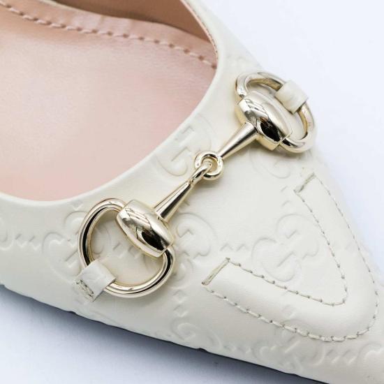  구찌 힐/펌프스 화이트 가죽 펌프스 - GUCCI