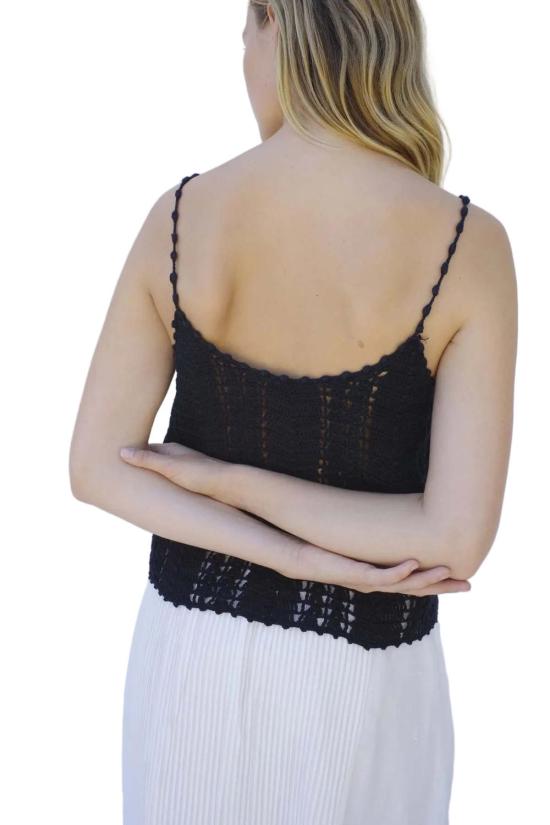  엠마 로스코프 민소매 티셔츠 Emma Rothkopf Karina 크로셰 캐미솔 네이비 - EMMA ROTHKOPF