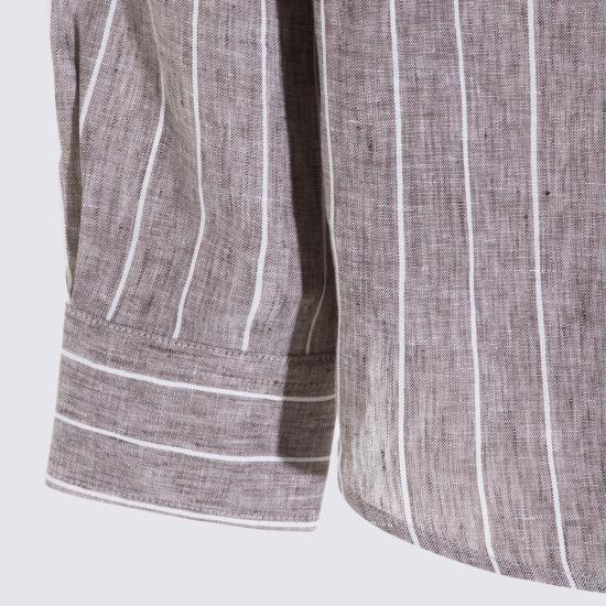  브루넬로 쿠치넬리 긴팔 셔츠 린넨  브라운 - BRUNELLO CUCINELLI