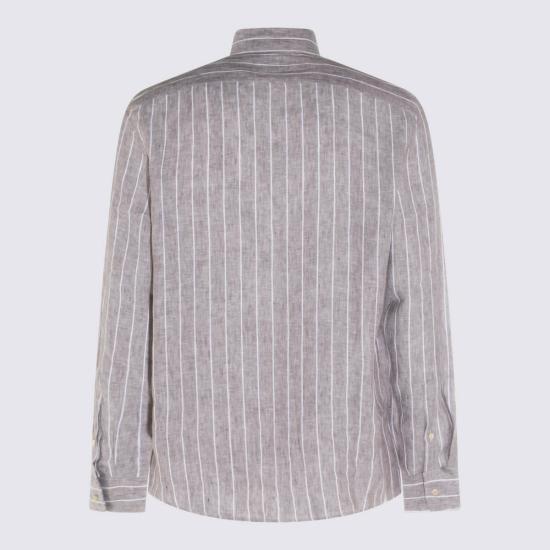  브루넬로 쿠치넬리 긴팔 셔츠 린넨  브라운 - BRUNELLO CUCINELLI