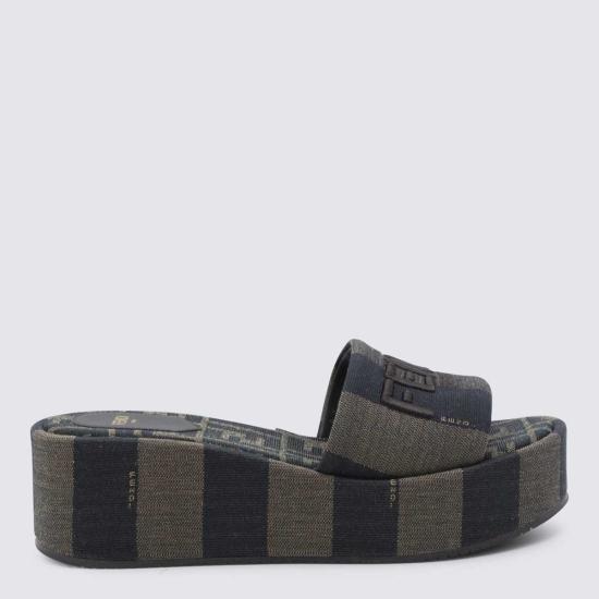  펜디 플랫 슈즈 블랙 & 다크 그레이 플랫