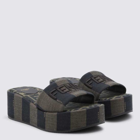  펜디 플랫 슈즈 블랙 & 다크 그레이 플랫 - FENDI