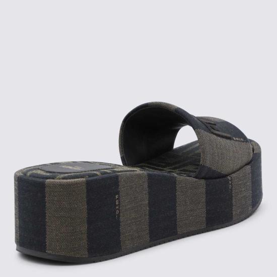  펜디 플랫 슈즈 블랙 & 다크 그레이 플랫 - FENDI