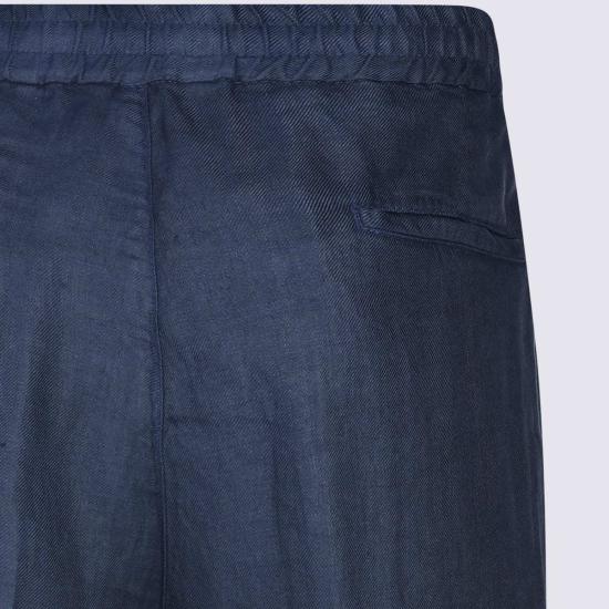  브루넬로 쿠치넬리 스트레이트 팬츠 Brunello Cucinelli 네이비 린넨  네이비 - BRUNELLO CUCINELLI