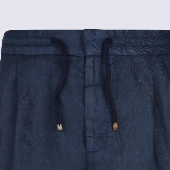  브루넬로 쿠치넬리 스트레이트 팬츠 Brunello Cucinelli 네이비 린넨  네이비 - BRUNELLO CUCINELLI