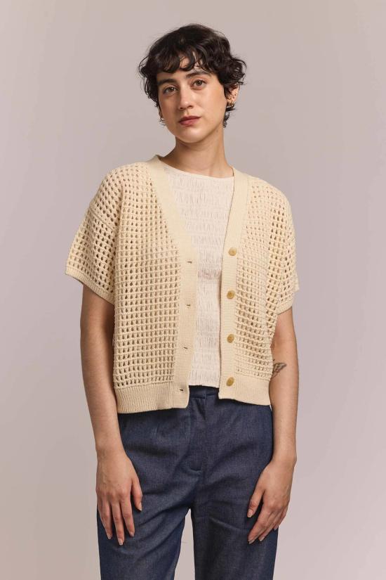  마르샤 팻모스 가디건 M.Patmos Knoll 메쉬  아이보리