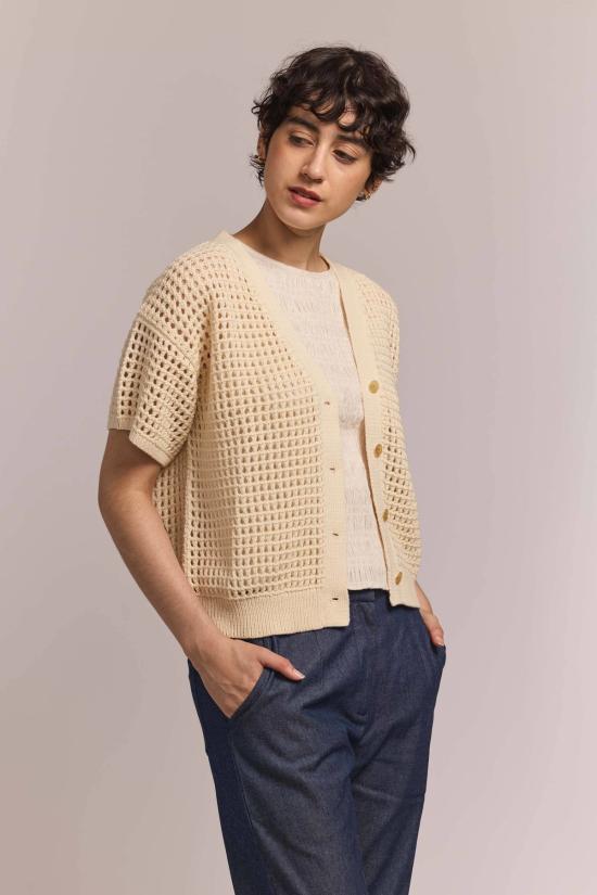  마르샤 팻모스 가디건 M.Patmos Knoll 메쉬  아이보리 - M.PATMOS