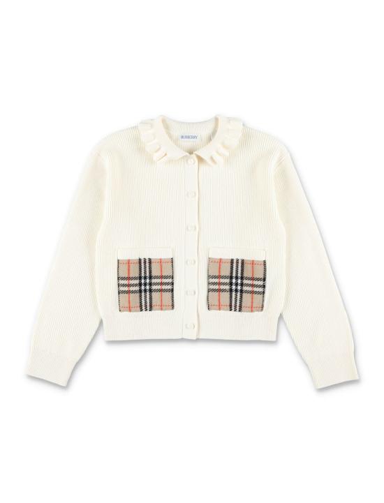  [키즈] 버버리 풀오버 키즈 코튼 울 체크 포켓 가디건 아이보리