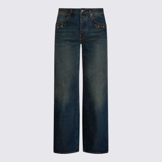  구찌 데님 팬츠 다크 블루 코튼 진