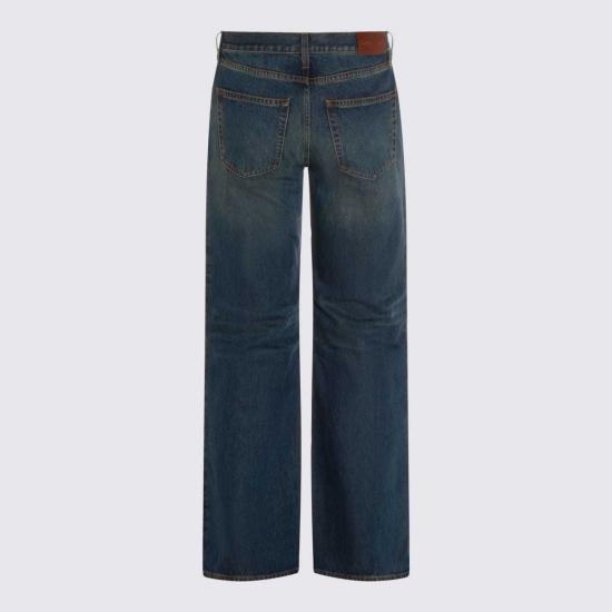  구찌 데님 팬츠 다크 블루 코튼 진 - GUCCI