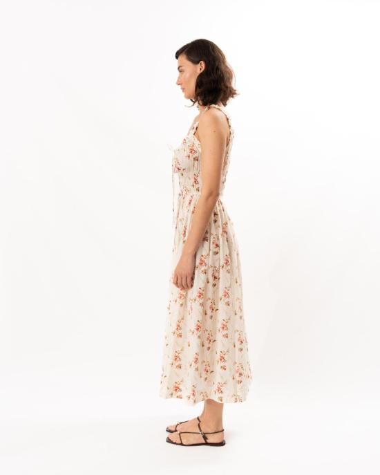  도엔 롱 원피스 Dôen Emmaretta 드레스 Blanc Prairie Rose - DOEN