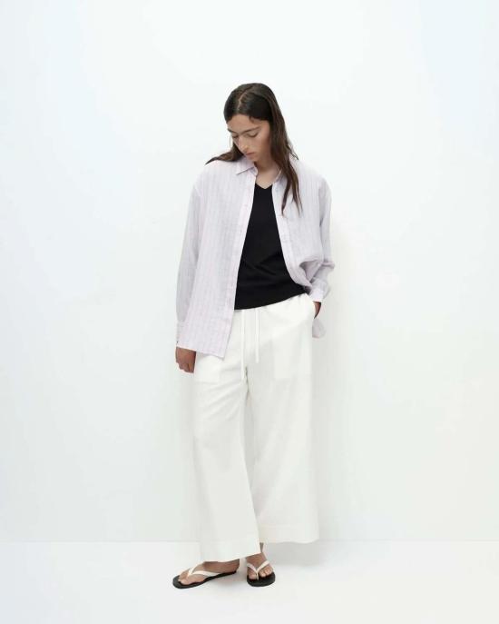  미정박 크롭 팬츠 박미정 린넨 블렌드  아이보리 - MIJEONG PARK