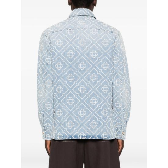 26SS 카사블랑카 긴팔 셔츠 SS26 SH 243 01 PEARL BLUE WHITE - CASABLANCA