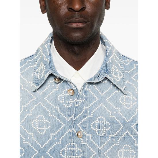 26SS 카사블랑카 긴팔 셔츠 SS26 SH 243 01 PEARL BLUE WHITE - CASABLANCA