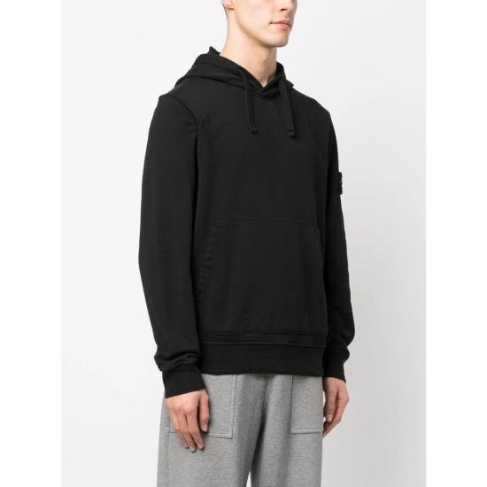 26SS 스톤 아일랜드 오가닉 코튼 플리스 레귤러 핏 후드 티셔츠 156100062 S0051 V0029 BLACK - STONE ISLAND