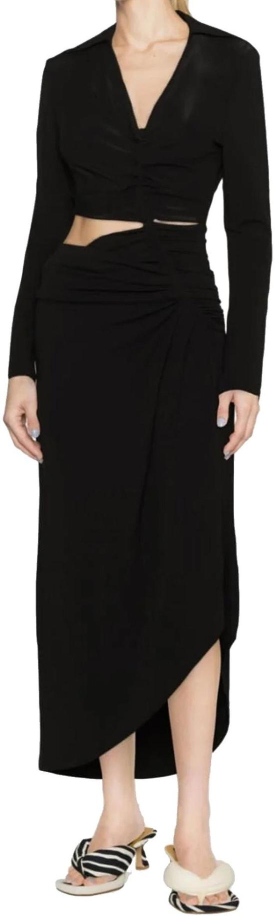  오프화이트 롱 원피스 OWDB455S23FAB0011000 BLACK - OFF WHITE