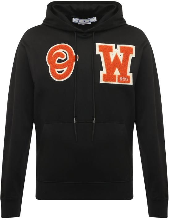  오프화이트 후드 티셔츠 0MBB097C99FLE0061020 BLACK - OFF WHITE