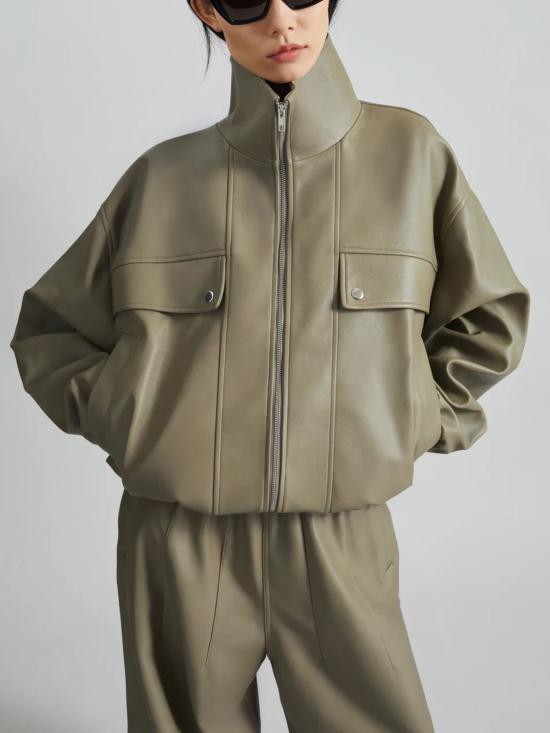 26SS 더프랭키샵 가죽 자켓 NOLITA JAFS22137430 Verde - THE FRANKIE SHOP