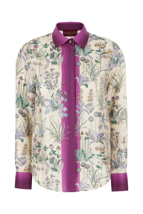 26SS 구찌 프린트 실크 트윌 셔츠 856092ZAUK7 9224 FLORA