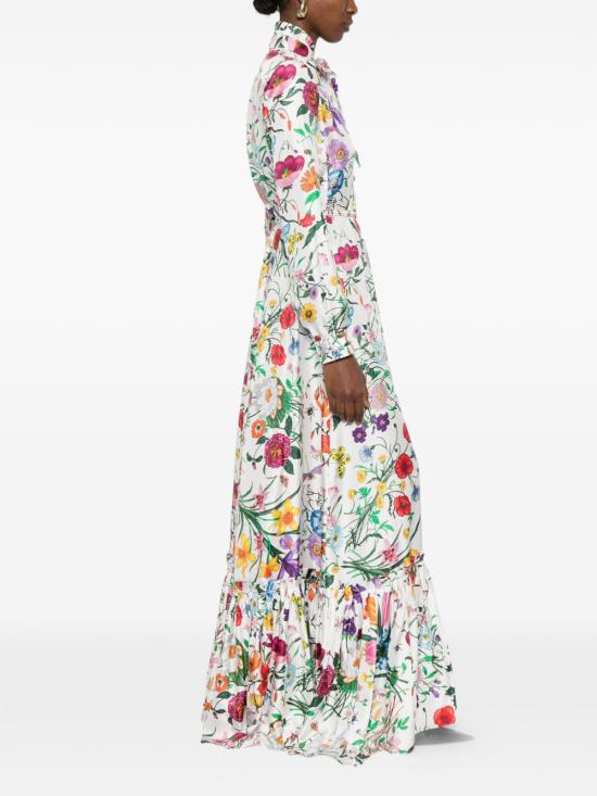 26SS 구찌 플로라 프린티드 실크 트윌 롱 드레스 864365 ZAUU89413 MultiColour - GUCCI
