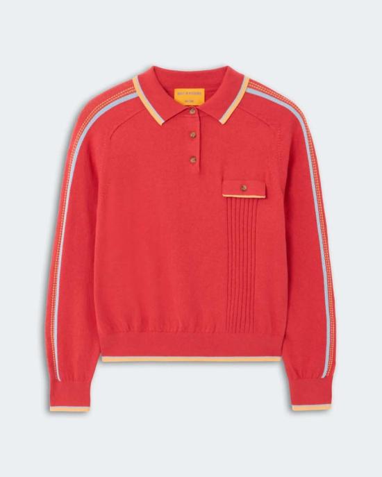  게스트 인 레지던스 긴팔 티셔츠 릴레이 폴로 캐시미어 코튼 블렌드 - GUEST IN RESIDENCE