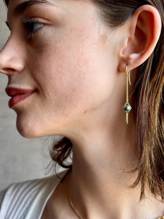  AMALI 이어링 아마리 블루 아코야 진주 드롭 귀걸이 18K 골드