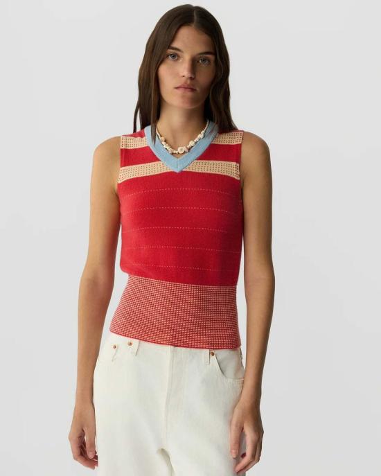  게스트 인 레지던스 스웨터 대학 스트라이프 조끼