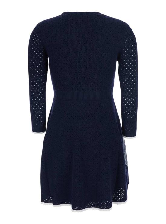  셀프 포트레이트 숏 원피스 네이비 보우 니트 미니 드레스 - SELF PORTRAIT