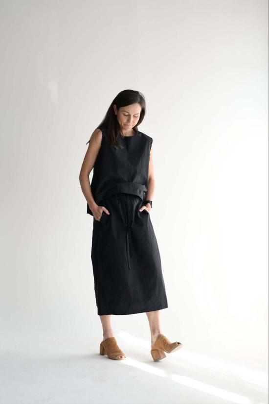  샤 롱 스커트 트위스트 스커트 미디엄 롱 - SCHA