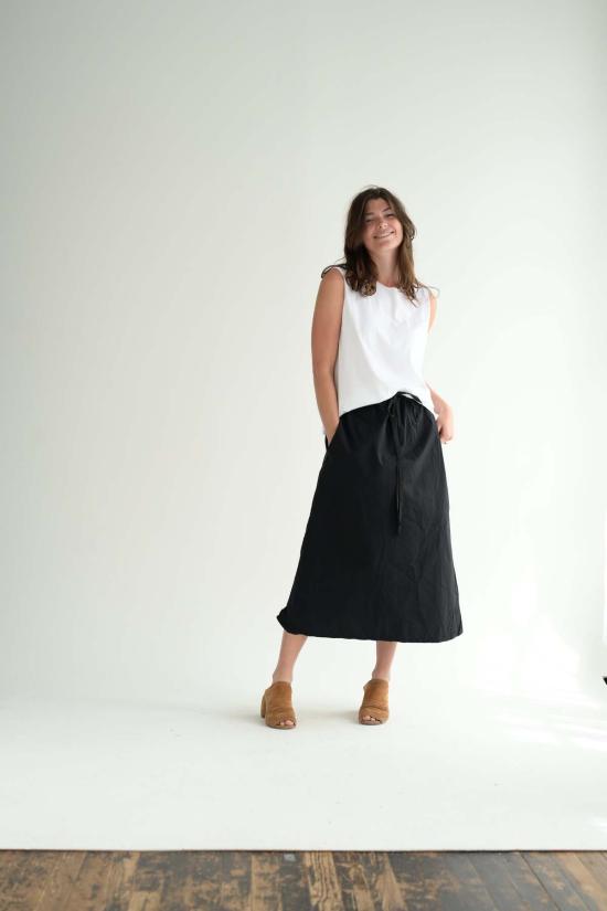  샤 롱 스커트 트위스트 스커트 미디엄 롱