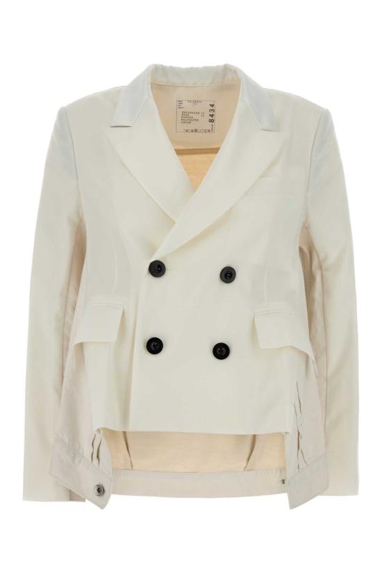  사카이 자켓 아이보리 트윌 및 데님 블레이저
