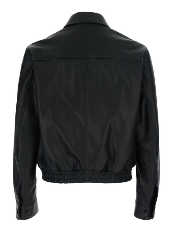  베르사체 가죽 자켓 앞여밈 하이넥 재킷 블랙