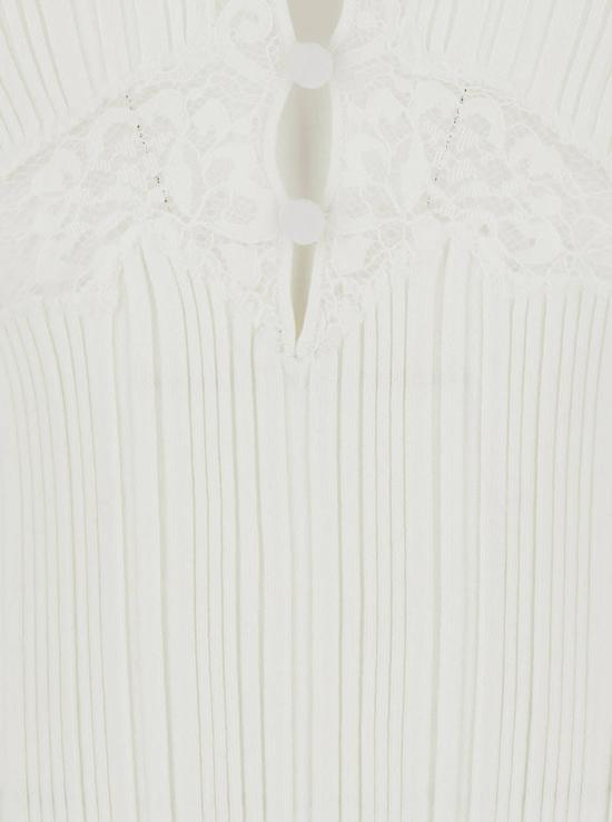  셀프 포트레이트 블라우스 레이스 트림 니트 탑 화이트 - SELF PORTRAIT