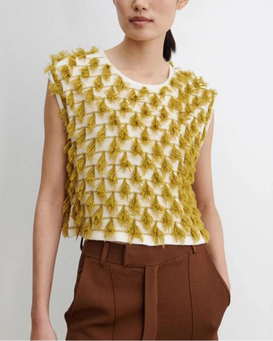  레이첼 코미 민소매 티셔츠 해즐릿 탑 플로트 크림/머스타드 - RACHEL COMEY