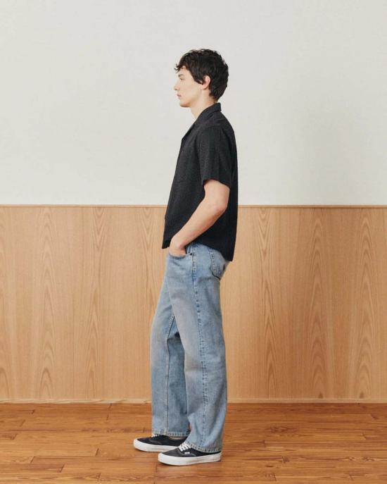  코리도 반팔 셔츠 복도 무늬 꽃무늬 아일렛 반팔 버튼업 셔츠 - CORRIDOR