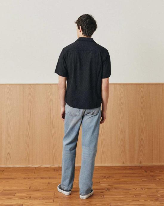  코리도 반팔 셔츠 복도 무늬 꽃무늬 아일렛 반팔 버튼업 셔츠 - CORRIDOR