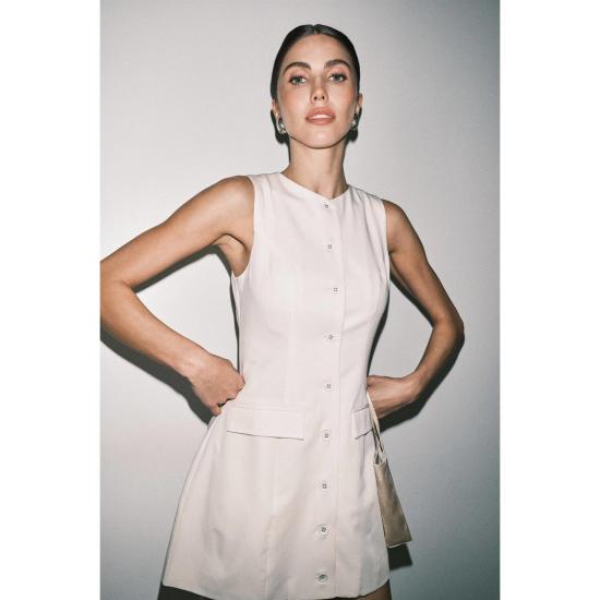  Loucia 숏 원피스 루시아 레노어 버튼 앞 여밈 민소매 미니 드레스 - OTHER BRANDS