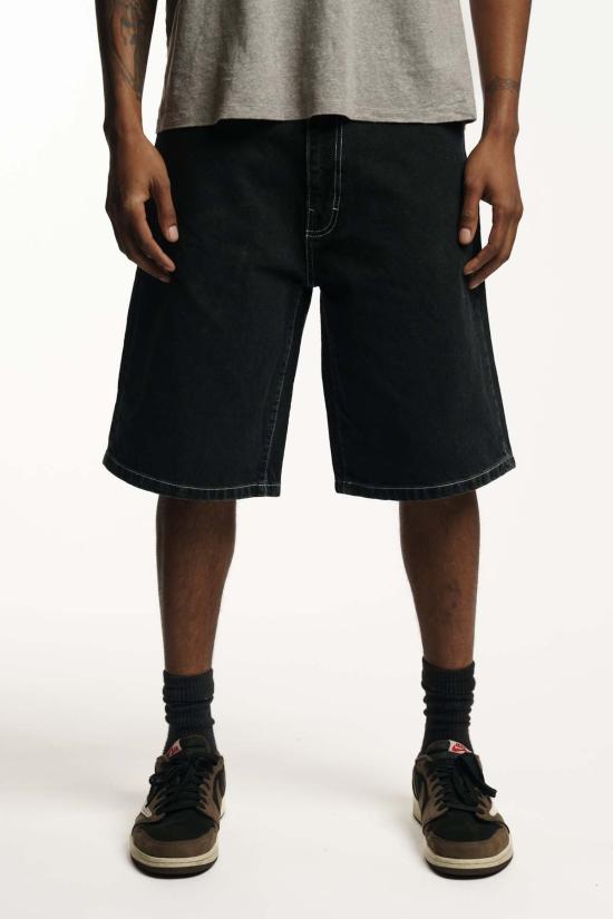  스탠 레이 데님 숏팬츠 워시드 블랙 데님 5 와이드 쇼츠 - STAN RAY