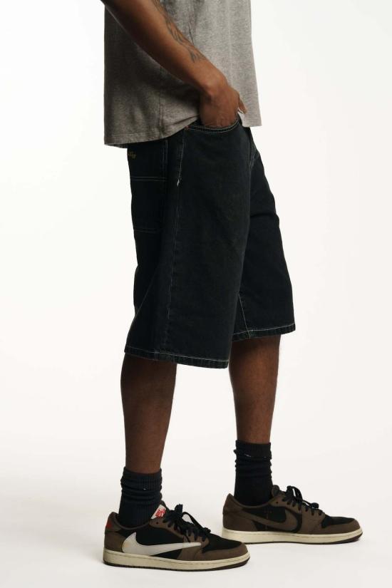  스탠 레이 데님 숏팬츠 워시드 블랙 데님 5 와이드 쇼츠 - STAN RAY